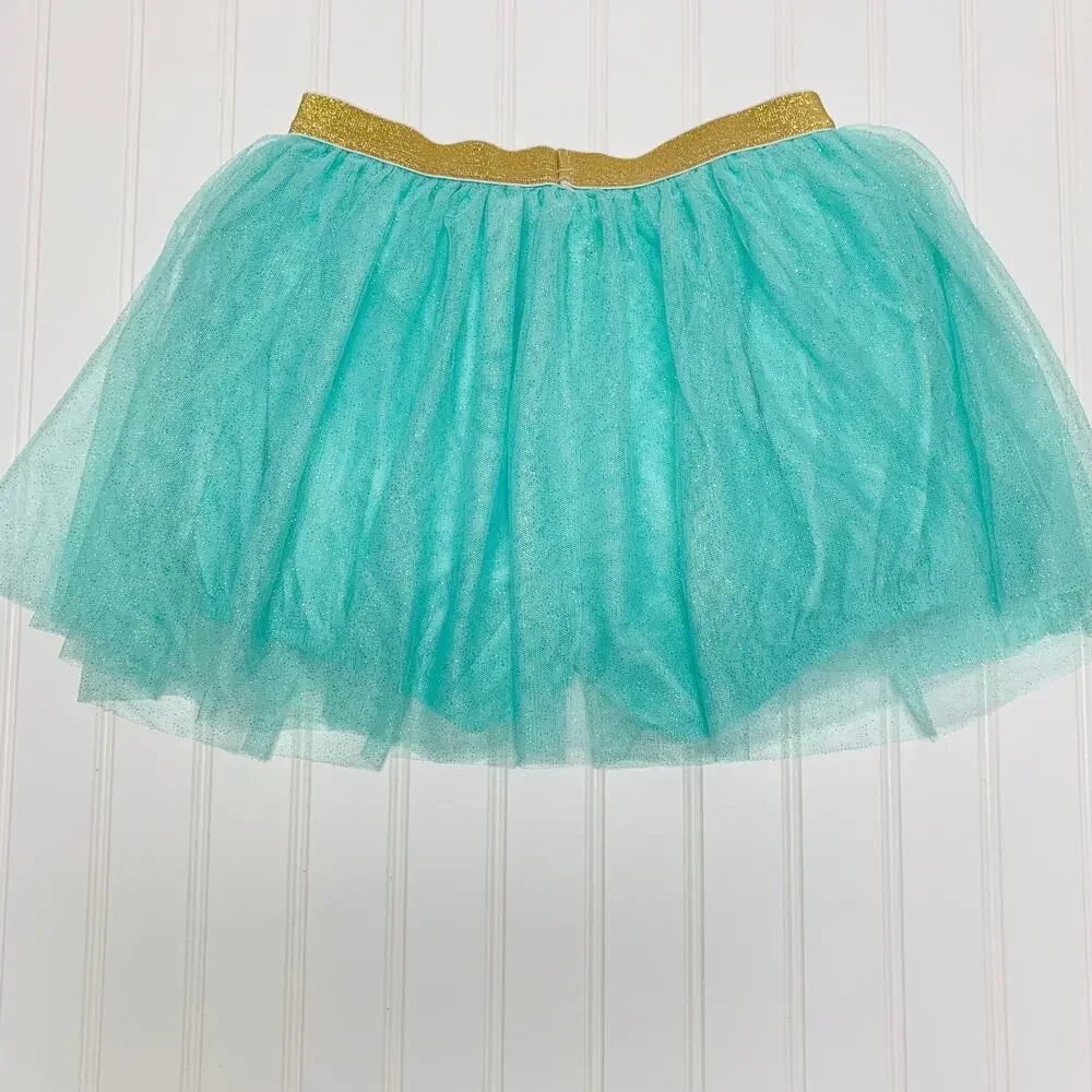 Disney Princess Mint Green Tulle Sparkle Skort Bloomers Sz Large 10/12